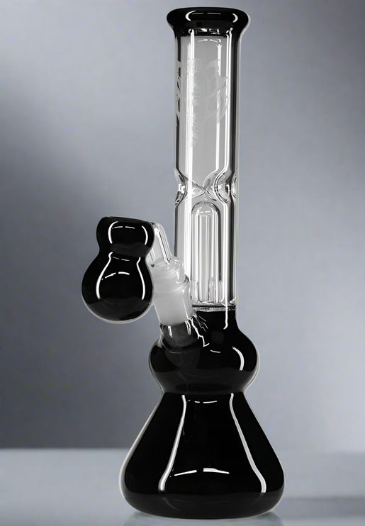 Mini Ice bong w/ percolator - Black Leaf (Black/Blue/Green)