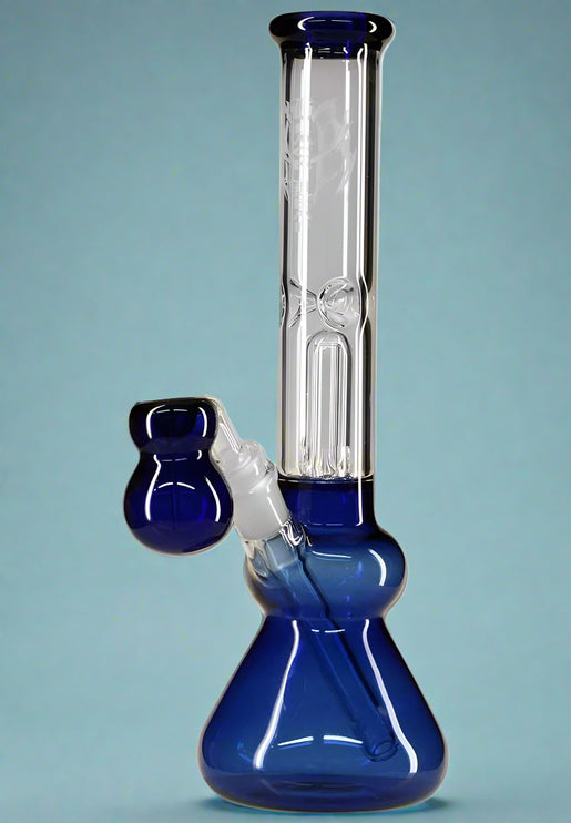 Mini Ice bong w/ percolator - Black Leaf (Black/Blue/Green)