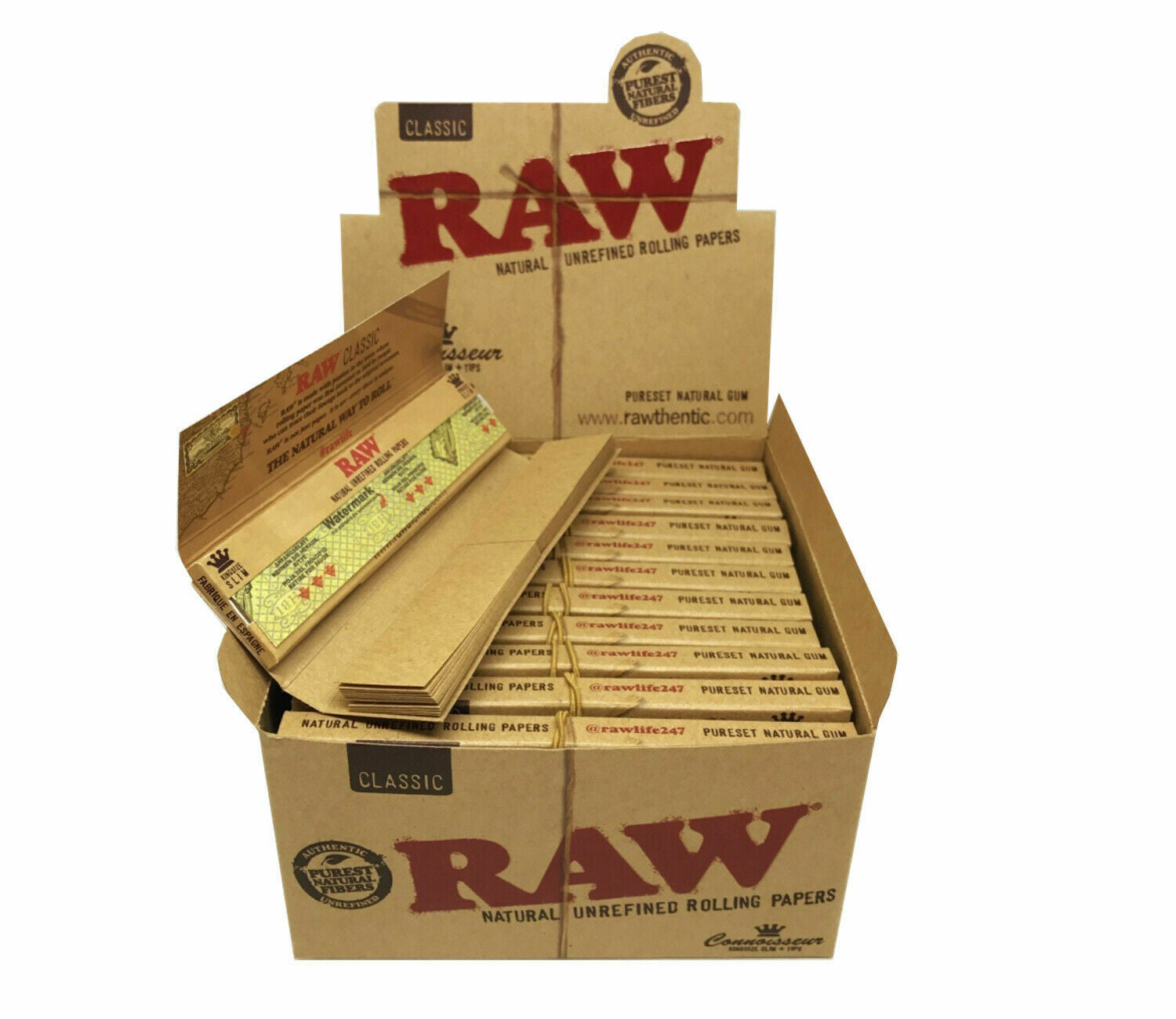 RAW - Classic Connoisseur Kingsize Slim Papers with Rolling Tips