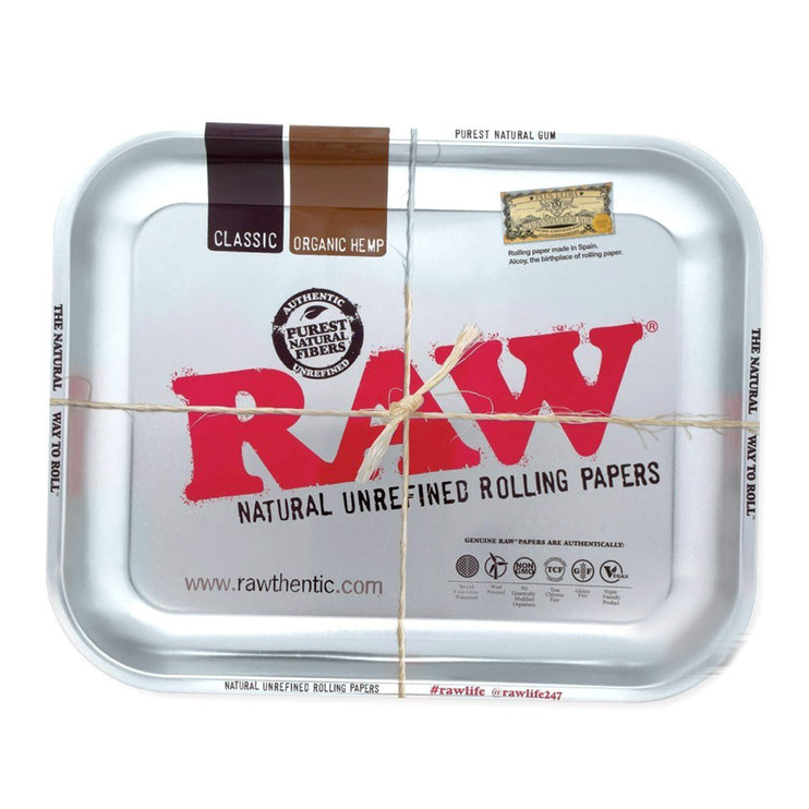 RAW - Silver Metal Rolling Tray (Large) 34cm - LIMITED EDITION